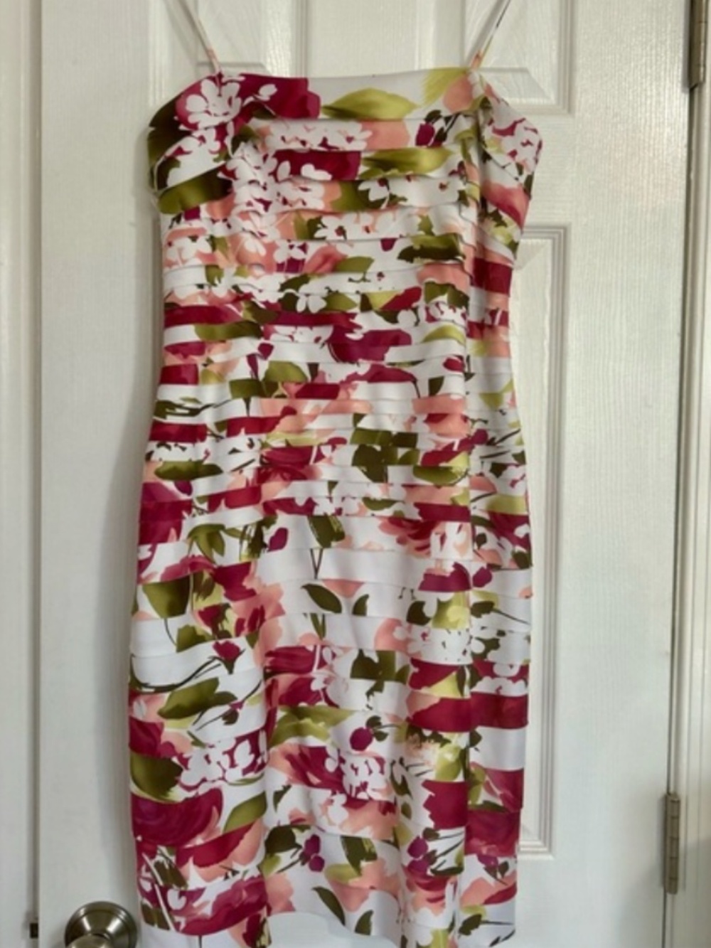 Dressbarn Tiered Floral Cocktail Mini Dress 8 Pink Wedding Guest